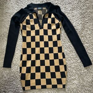 Cider Black and Tan Checkered Dress